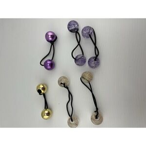 Vintage Lot Girl's Metallic Glitter Knocker Ball Bobble‎ Twin Hair Tie Ponytail